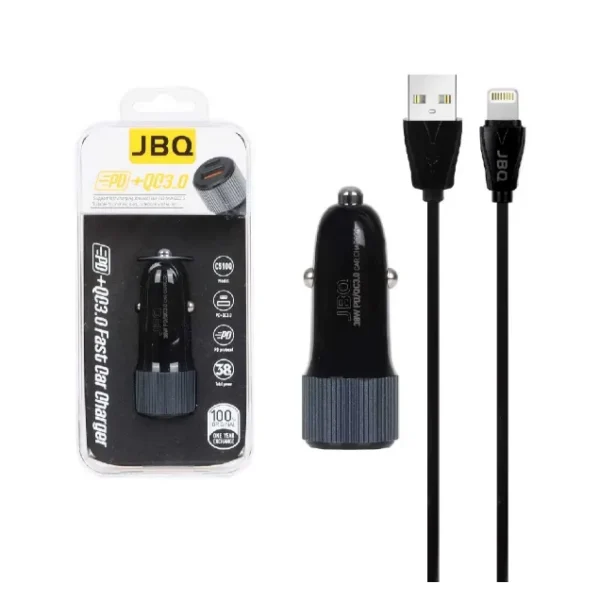 شارژر فندکی جی بی کیو مدل C503Q توان 36 وات با کابل شارژ آیفون