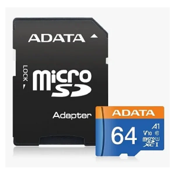 کارت حافظه ای دیتا مدل ADATA MICRO SDXC UHS-I V10 R100W25+ADP ظرفیت 64 گیگابایت