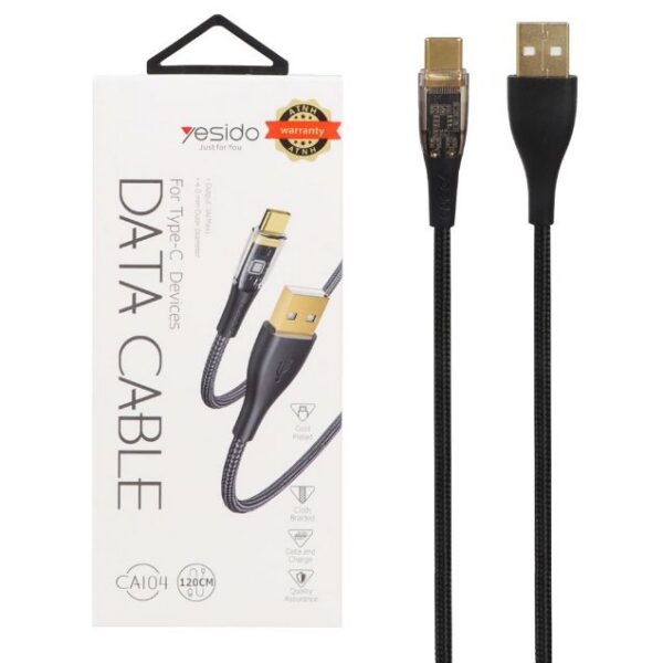 کابل شارژ فست 1.2 متری تایپ سی یسیدو مدل CA104