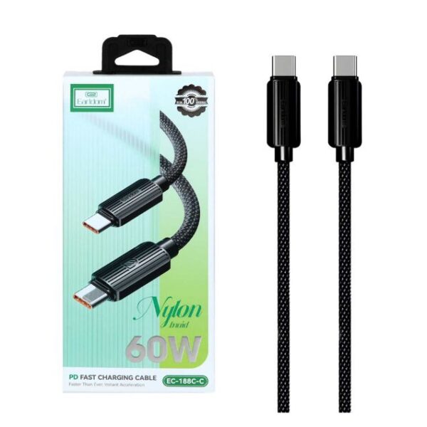 کابل شارژ فست ارلدام تایپ سی به تایپ سی مدل EC-188C-C