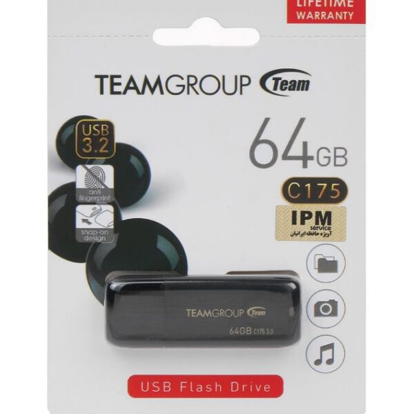 فلش مموری تیم گروپ مدل C175 Black USB3.2 ظرفیت 64 گیگابایت