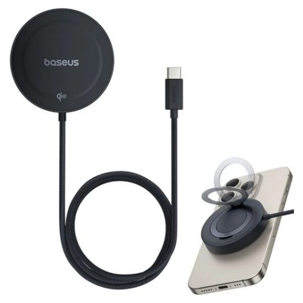 شارژر بی سیم 15Wباسئوس مدل Simple Mini 4 Magnetic Wireless Charging Stand Qi2