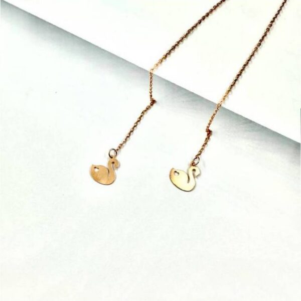 گوشواره طلا زنانه 18 عیار بخیه طرح فلامینگو - 1.15 گرم
