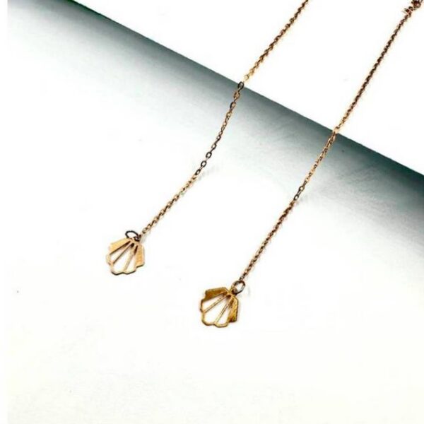 گوشواره طلا زنانه 18 عیار بخیه طرح صدف - 1.02 گرم