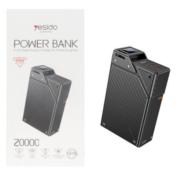 پاوربانک 65W یسیدو مدل YP76 ظرفیت 20000 میلی آمپر ساعت