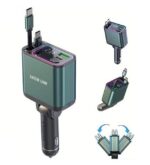 شارژر فندکی 90W فست دو پورت گرین لاین مدل Retractable - Image 2