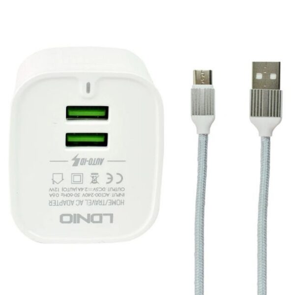 شارژر دیواری الدینیو مدل A201 به همراه کابل شارژ MicroUSB