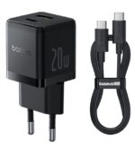 شارژر دیواری 20W باسئوس دو پورت مدل Palm به همراه کابل تایپ سی