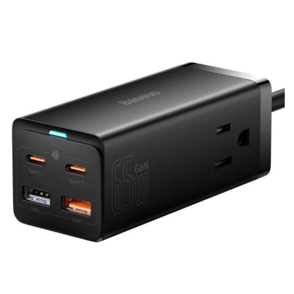شارژر رومیزی باسئوس 65 وات فست و چهار پورت مدل GaN3 Pro Power Combo
