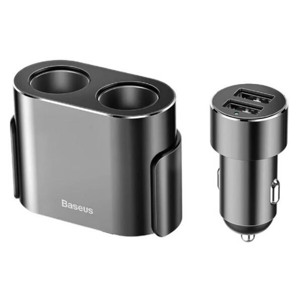 شارژر فندکی 80W فست دو پورت باسئوس مدل CRDYQ-01