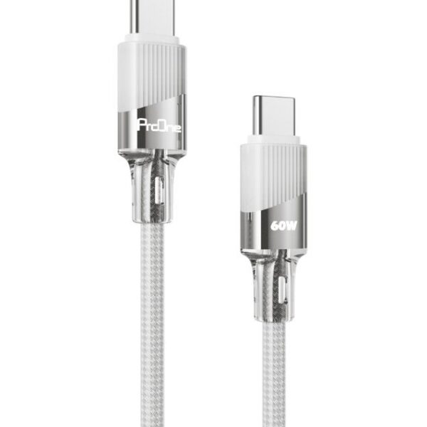 کابل شارژ USB-C به USB-C پرووان مدل PCC131 طول 1 متر