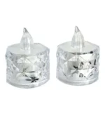 شمع ال ای دی کریستالی شفاف مدل Diamond مجموعه 2 عددی