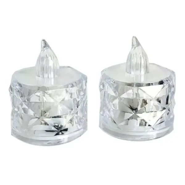 شمع ال ای دی کریستالی شفاف مدل Diamond مجموعه 2 عددی