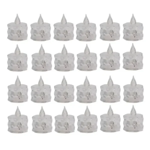 شمع ال ای دی کریستالی شفاف مدل Diamond مجموعه 24 عددی
