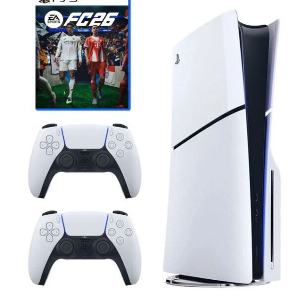 پلی استیشن 5 اسلیم استاندارد دیسک خور ریجن اروپا 2016A به همراه یک دسته اضافه و بازی EA SPORTS FC 26 ظرفیت 1 ترابایت