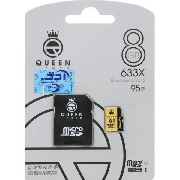 کارت حافظه microSDXC کوئین تک مدل 633X کلاس 10 استاندارد U1 سرعت 95MB/s به همراه آداپتور ظرفیت 8 گیگابایت