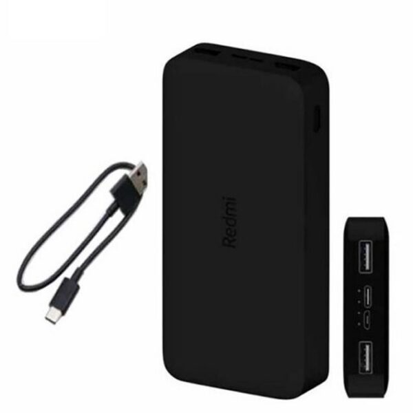 پاوربانک شیائومی مدل Redmi ظرفیت 20000 میلی آمپر ساعت به همراه کابل تبدیل USB به microUSB