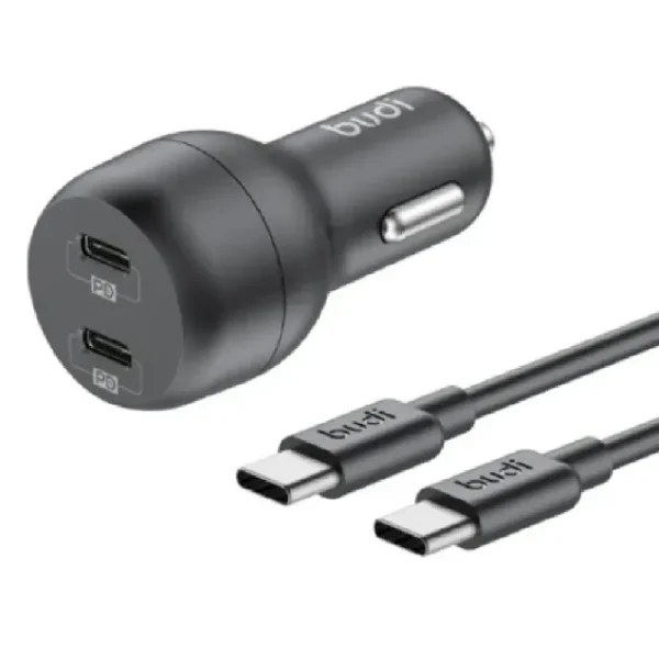 شارژر فندکی بودی مدل CC108RTTB توان 40 وات با خروجی USB-C به همراه کابل USB-C به USB-C