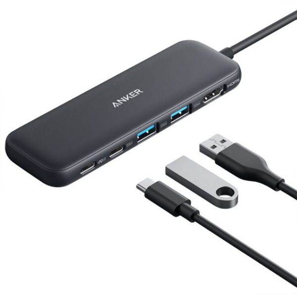 هاب 5 پورت انکر 332 با کابل USB-C مدل A8355