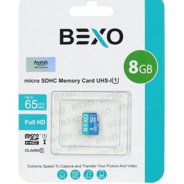 کارت حافظه microSDHC بکسو مدل 433X کلاس 10 استاندارد UHS-I U1 سرعت 65MB/s ظرفیت 8 گیگابایت