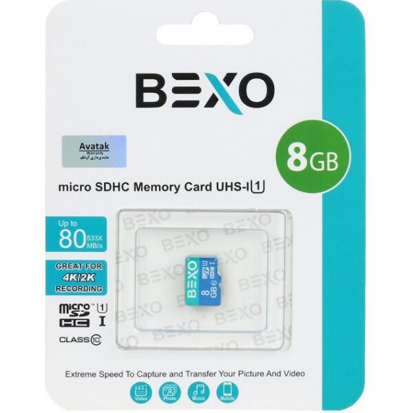 کارت حافظه microSDHC بکسو مدل اکسترا 533X کلاس 10 استاندارد UHS-I U1 سرعت 80MB/s ظرفیت 8 گیگابایت