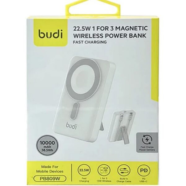 پاوربانک 22.5W بودی سه کاره مدل PB809W ظرفیت 10000 میلی آمپر ساعت