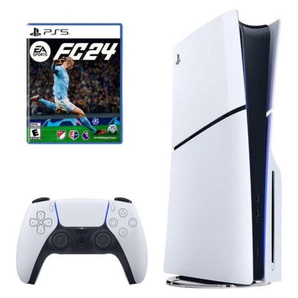 پلی استیشن 5 اسلیم استاندارد دیسک خور ریجن اروپا 2016A به همراه یک دسته اضافه و بازی EA Sports FC 24 ظرفیت 1 ترابایت